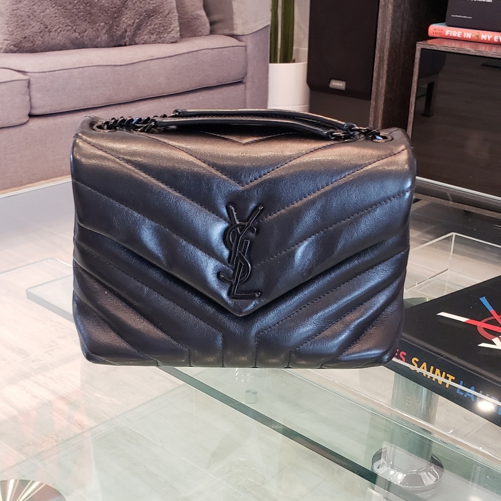 EUC - Saint Laurent balck LouLou Small YSL Calfskin Metalasse quilted bag.